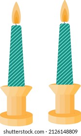 Two candles on candle holders, illustration, vector on a white background.