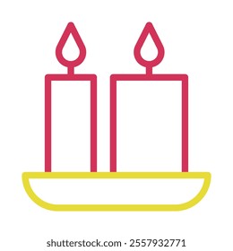 Two candles on a holder. Concept of celebration, spirituality, and hope.