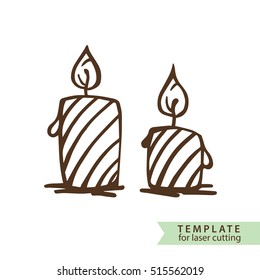Two candles. Template for making a stamp or laser cutting. Vector illustration