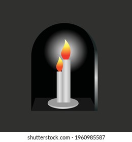 Two candles vector design light up in a dark room