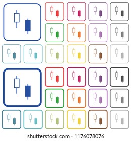 Two candlesticks color flat icons in rounded square frames. Thin and thick versions included.