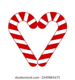 Two candy canes crossed to form a heart shape, representing love and positive mood