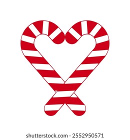 Two candy canes crossed to form a heart shape, representing love and positive mood