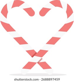 Two candy canes forming a heart shape with red and white stripes.