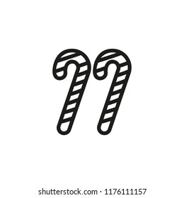 Two candy canes line icon. Caramel, dessert, candy stick. Christmas concept. Vector illustration can be used for topics like holiday, traditional food, celebration