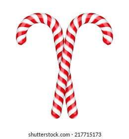 Two candy canes on white background, vector eps10 illustration