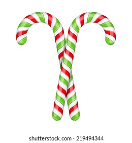 Two Candy Canes On White Background Stock Vector (royalty Free 