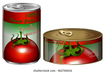 Two cans of tomato juice illustration