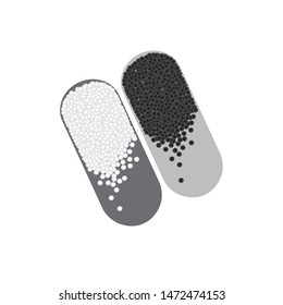 two capsule container pills, gray, Vector