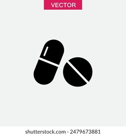 Two capsule pill vector icon. Medicine pills filled flat sign illustration on white background..eps