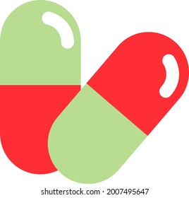 Two capsules, illustration, vector on a white background.