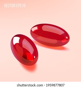 Two capsules painkiller isolated on light background. 3d Vector