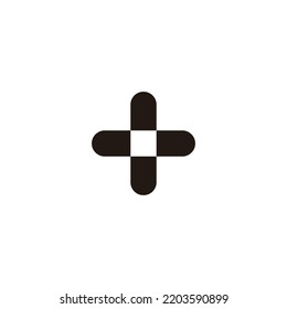 Two capsules, plus, geometric symbol simple logo vector
