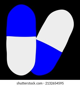 símbolo de signo de icono vectorial de dos cápsulas. ilustración gráfica aislada