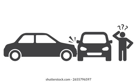 Accidente de choque de dos coches e icono de conductor de persona 