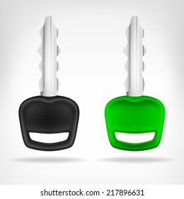 two car keys object 3D design isolated on white vector illustration