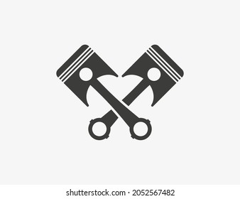 Two car pistons crossed vector icon isolated on white background.  Engine parts sign.