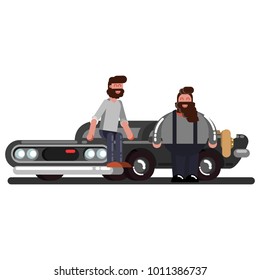 Two car repair workers