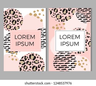 Two card templates with abstract circles and strokes. Modern trendy design.