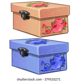 Two cardboard boxes with ornaments in the form of flowers. Vector.
