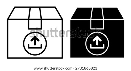 Two cardboard boxes with upward pointing arrow symbols