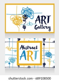 two cards for abstract art, can be used for art gallery of for art therapy classes, vector illustration
