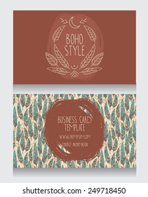 two cards for boho style, can be used us party invitation or us boho shop business cards, vector illustration