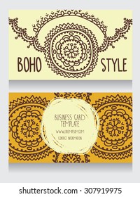 two cards for boho style, can be used us party invitation or us boho shop business cards, vector illustration