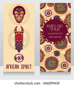 two cards in ethnic african style, vector illustration