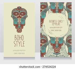 two cards for ethnic style, can be used us party invitation or us boho shop business cards, vector illustration