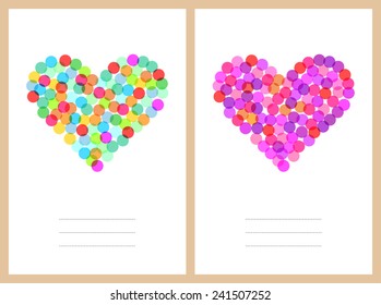 Two cards with the image of the heart. Cards of Valentine's Day. eps10
