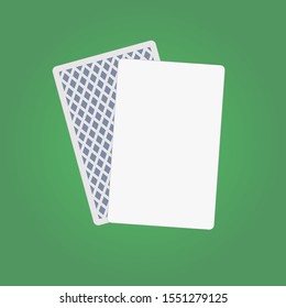 Two cards on the table made of green cloth - talon
One card face up another face down
Open card is empty