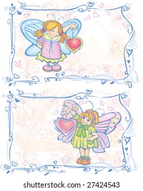 Two cards of pretty angels.