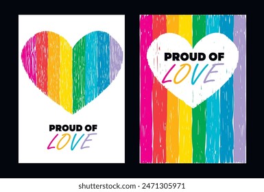 Two cards for pride month, hand drawn style vector illustration