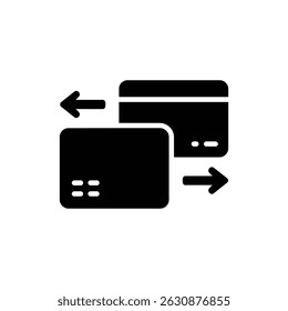 Two Cards with Swap Arrows Representing Card Exchange and Financial Transactions