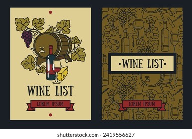 Two cards for winemaking or wine bar, can be used for wine shop or wine festival, vector illustration