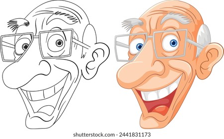 Two caricature faces showing different emotions