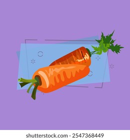 Two carrots illustration. Plate, vegetables, food. Farming concept. Vector illustration can be used for topics like garden, kitchen, cooking