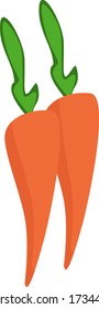 Two carrots, illustration, vector on white background