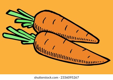 zwei Karotten auf orangefarbenem Hintergrund