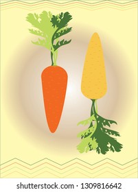 Two carrots, one orange and one yellow