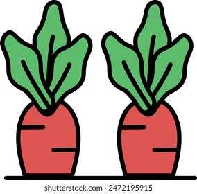 Two carrots are shown in a black and white drawing. The carrots are placed next to each other, with one slightly larger than the other. The drawing conveys a sense of simplicity and natural beauty