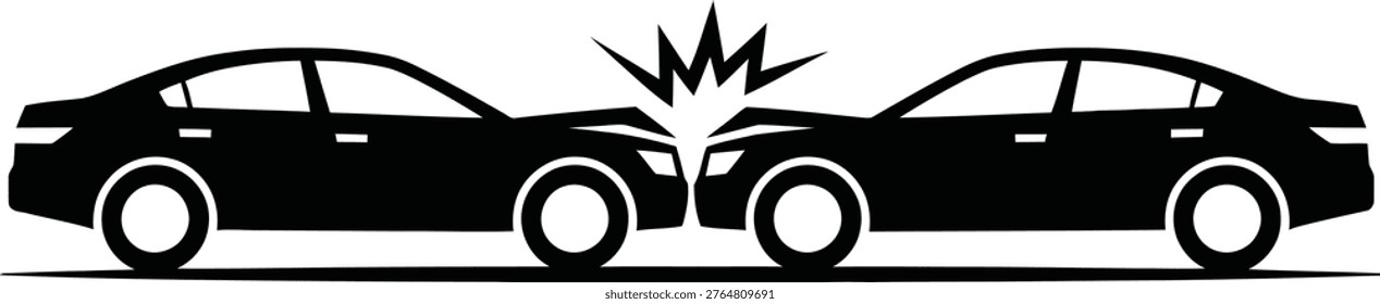 Two cars colliding head-on in a dramatic accident illustration