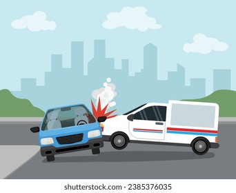 Two cars crash traffic accident on the road