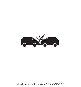 Two cars crashed icon, vector illustration
