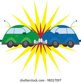 Two cars crashing with explosion