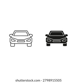 Two cars front view one in white and one in black on a white background automobile background