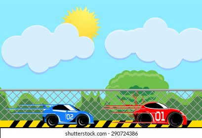 Two cars racing vector