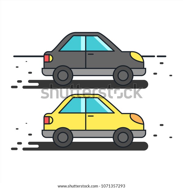 Two cars side by\
side in black and yellow