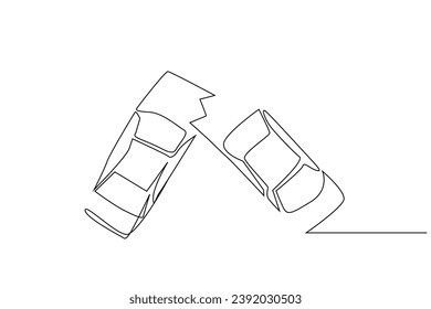 two cars vehicle crash nobody line art design